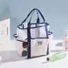 Bolsa de Playa de Malla para Viaje, Neceser de Natación de Gran Capacidad, Bolsa de Almacenamiento para Cosméticos, Bolsa Ligera con Separación Húmeda y Seca y Drenaje
