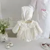Mameluco Largo de Manga Larga para Niña de 26, Nuevo Estilo Coreano Otoño/Invierno, Mameluco de Bebé, Estilo Princesa, Conjunto de Gateo de Moda para Bebés de Primer Mes y un Año