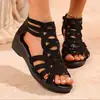 Sandalias Romanas de Piel Suave para Mujer Primavera y Verano 2026 Nuevo Estilo Zapatos de Madre con Suela Suave Calzado Exterior de Moda Sandalias para Mujer Sandalias para Mujer con Tacón de Cuña