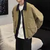 Jaqueta de trabalho retrô americana de duas peças falsas para homens, marca da moda primavera 2026, corte solto, tamanho grande, jaqueta jeans casual com gola de lapela
