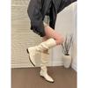 ¡Hija de la Isla del Norte! Botas de Punta Puntiaguda de Estilo Coreano de Tres Usos con Elevación Interna para Mujer Otoño e Invierno Botines Planos Plegados