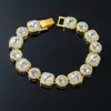 Moda transfronteiriça europeia e americana nova pulseira de corrente de bala de diamante hip hop homens e mulheres marca de moda rap hip hop joia de mão
