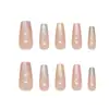Uñas Postizas Hechas a Mano Ojo de Gato Dulce Brillo Fino Hielo Transparente Gradiente Arcoíris Estilo Ins Europeo y Americano Uñas Portátiles Removibles 30 Piezas