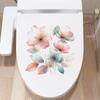 Pegatina para tapa de inodoro con diseño de flor y planta, pegatina de flor azul, impermeable, extraíble y personalizada para pared.