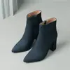 Botines cruzados de otoño e invierno para mujer con suela de goma, punta fina, antideslizantes, ligeros, cremallera lateral, tacón ultra alto, botas Martin de color liso versátiles