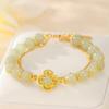 Pulsera de Trébol de Cuatro Hojas Pulsera de Jade Hetian de Imitación para Mujer 2024 Nueva Joyería de Mano Regalo de Cumpleaños para Novia