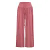 Pantalones casuales de encaje fruncido de corte relajado, cintura alta con cordón, moda de otoño, versátiles, holgados, adelgazantes, pierna recta, pierna ancha