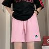 Shorts de Dachshund Bordados de Dopamina para Mujer, Verano Sueltos Deportivos Adelgazantes Seersucker Casual de Pierna Ancha