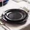 Plato de Cerámica Retro Creativo Hecho en Horno para Ensalada Redondo Poco Profundo Plano Hotel Restaurante Plato Occidental para Bistec Hogar