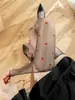Medias de seda sensuales y aceitosas Aurora para mujer, finas y negras, hasta la rodilla, de seda pura, con efecto aceite rojo.