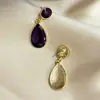 Pendientes de Gota Estilo Coreano Simple Retro Teñidos al Aceite Color Borgoña, Elegantes y con Estilo, Pendientes de Alta Gama para Mujer
