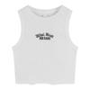 Chica Sexy Usa Camisola Deportiva Negra Bordada para Mujer Verano Corta de Punto para Fondo Sin Mangas Top Corto