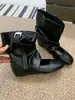 Primeiro Encontro Ji Botas Empilhadas Retrô Botas Femininas Outono e Inverno Roupa Externa Bico Redondo Decote Baixo Fivela de Cinto Moda Ballet