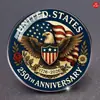 Broche Vintage de Vidro Plano Convexo em Aço Inoxidável Broche Pingente Comemorativo do 250º Aniversário do Dia da Independência Americana