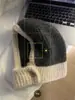 Gorro Balaclava de Punto de Color Contrastante Estilo Coreano para Mujer, Gorro de Punto Cálido para Otoño e Invierno, Gorro de Lana, Gorro Lei Feng con Protección para los Oídos