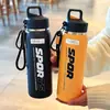 Copo Térmico Simples para Meninos, Abertura com Um Clique para Esportes, Copo de Água para Ciclismo, Copo Portátil de Aço Inoxidável com Canudo para Estudantes