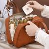 Bolsa Semicircular de Grande Capacidade Bolsa de Cosméticos de Alto Valor Bolsa de Viagem Bolsa Pequena para Armazenamento de Cosméticos com Fragrância Bolsa de Higiene Pessoal