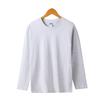 Playera de Manga Larga de Cuello Redondo de Algodón Puro de Doble Hilo Pesado de 260g para Hombre y Mujer, Color Sólido, Holgada, Básica, Ropa de Trabajo Personalizada