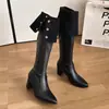 Botas altas de moda plegables de dos maneras con tacón grueso hasta la rodilla para mujer, modelo nuevo elegante 2026, botas de tacón alto adelgazantes para figuras petite