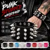 Pulseira Punk Nova Europeia e Americana Transfronteiriça Não Convencional com Pontas e Rebites Pulseira de Couro Gótica Pulseira com Rebites Masculina