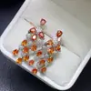 Brincos de Pedra Preciosa Vermelha e Azul Puramente Naturais, Pedras Preciosas Grau 5A, Tamanho 3*4mm, Finamente Trabalhados em Prata 925