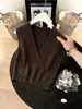 Chaleco de punto con cuello en V para mujer, estilo europeo, suéter base, otoño/invierno 2026