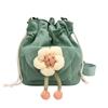 Saco de lona estilo japonês estilo fresco cordão bolso verão flor bucket bag menina macia saco de corpo cruzado saco casual de ombro
