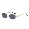 Jamie 8034 Gafas Nuevas de Metal Moda Montura Pequeña Montura Ovalada Gafas de Sol Artísticas Versátiles Protección Solar Gafas de Sol Decorativas