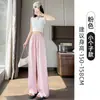 Pantalones lisos de satén de acetato con protección solar para mujer, pantalones de pierna ancha finos de seda helada de verano con cordón, pantalones rectos holgados casuales frescos