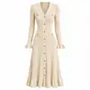 Vestido de punto con cuello en V y manga larga de la marca S para mujer, ajustado en Amazon, elegante vestido largo de estilo francés