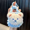 Porta-moedas Chaveiro Flor Tecida Mini Bolsa de Armazenamento de Lã para Meninas Outono e Inverno Pelúcia Pequenos Presentes Atacado