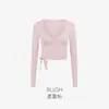 Zhejiang Xichen 26312 Blusa Manga Longa para Yoga Feminina para Usar ao Ar Livre, Top Esportivo com Alças de Desejo Puro, Roupa Fitness