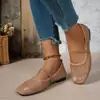 Sapatos Mary Jane vazados em malha multicoloridos versáteis de verão para mulheres, estilo slip-on com tira elástica, sapatos únicos multicoloridos