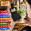 Cartera Plegable para Mujer Coreana de Color Sólido con Patrón de Lichi con Espejo de Cosméticos, Billetera para Monedas Multitarjeta, Bolso con Cremallera en Capas