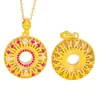 Acessórios DIY da Loja Puzuo Gold no Mesmo Estilo do Pingente de Fivela da Paz Cravejado com Diamantes Xinghan Chengping Banhado a Ouro, Novo Colar Retrô Estilo Chinês