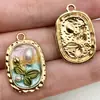 Estilo Francés Vintage Lujo Ligero Esmalte DIY Pendientes Collar Colgante Pintura al Óleo Flores Jardín de Monet Aleación Accesorios de Esmalte