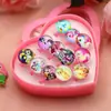 En Stock caja de anillo de amor de dibujos animados para niños vidrio brillante juguete de niña resina acrílico entrega de una pieza