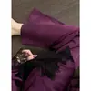 Pijama de Seda Helada con Encaje Negro y Morado de Lujo Ligero para Mujer, Nuevo Conjunto de Ropa de Casa de Manga Larga y Pantalón Largo de Primavera y Otoño que se Puede Usar Afuera