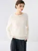 Suéter de cachemira para mujer con cuello redondo, nuevo suéter de punto liso para otoño e invierno, estilo suelto y casual de cachemira
