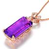 Novo pingente de pedra preciosa de ametista retangular de luxo pingente de diamante roxo embutido pingente de tesouro de cor de zircão corrente de clavícula feminina