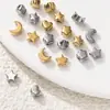 Contas Espaçadoras de Aço Inoxidável com Revestimento a Vácuo que Preserva a Cor, Contas Soltas Brilhantes de Estrela, Lua, Coração, Materiais para Miçangas Artesanais DIY