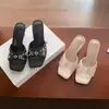 Zapatos de Tacón Alto Dopamine con Pedrería, Sandalias Elegantes para Mujer, Pantuflas de Exterior, Nuevo Modelo 2026, Tacones de Aguja Cuadrados para Socialité