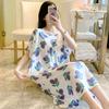 Camisón Extra Largo de Algodón Seda Estilo Coreano para Mujer Manga Corta Talla Grande Pijama Verano Algodón Artificial Suelto y Cómodo Ropa para el Hogar