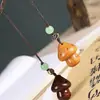 Pingente Criativo de Escultura em Madeira, Casal Fofo de Gato e Coelho, Chaveiro para Celular, Acessórios de Joias para Brinquedos