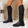 Botas de Moda Nuevas Otoño/Invierno 2026, Zapatos para Mujer Talla Grande para Exportación, Botas de Jinete de Caña Alta, Botas Retro con Cremallera y Punta Cuadrada para Mujer