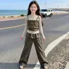 Conjunto de Otoño para Niñas 2026 Estilo Nuevo, Conjunto Casual de Top Falso de Dos Piezas para Niños Talla Mediana y Grande, Conjunto de Dos Piezas de Otoño Estilo Coreano