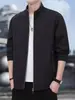 Jaqueta Executiva Masculina Nova Primavera e Outono 2024 Gola Alta Roupa de Negócios para Homem de Meia-Idade Terno Jaqueta Casual