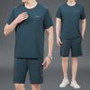 Traje de Ropa de Verano para Papá Camiseta de Manga Corta de Seda de Hielo para Hombre Verano Mediana Edad y Ancianos Cuello Redondo Ropa Deportiva Casual para Papá