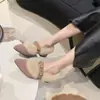 Mocasines de Tacón Grueso con Punta y Sin Cordones, Tacón Medio, Nuevo Estilo 2026, Zapatos Peludos para Mujer, Uso Exterior en Invierno con Forro Adicional de Algodón