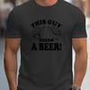 Este Cara Precisa de Cerveja Camiseta Gráfica Masculina Xadrez Elástica para Atividades ao Ar Livre de Verão